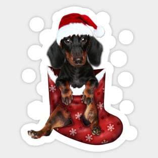 Cute Santa Dachshund Christmas Stocking Wiener Puppy Xmas Dog Lover Sticker